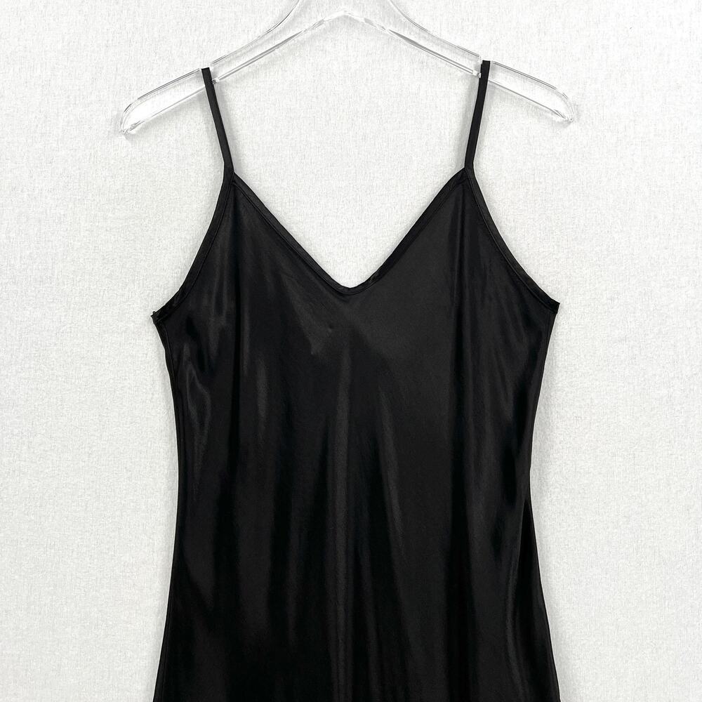 ENZA COSTA Dress Womens Medium 2 Black Satin Bias Slip Maxi Spaghetti Strap NEW - Picture 6 of 16